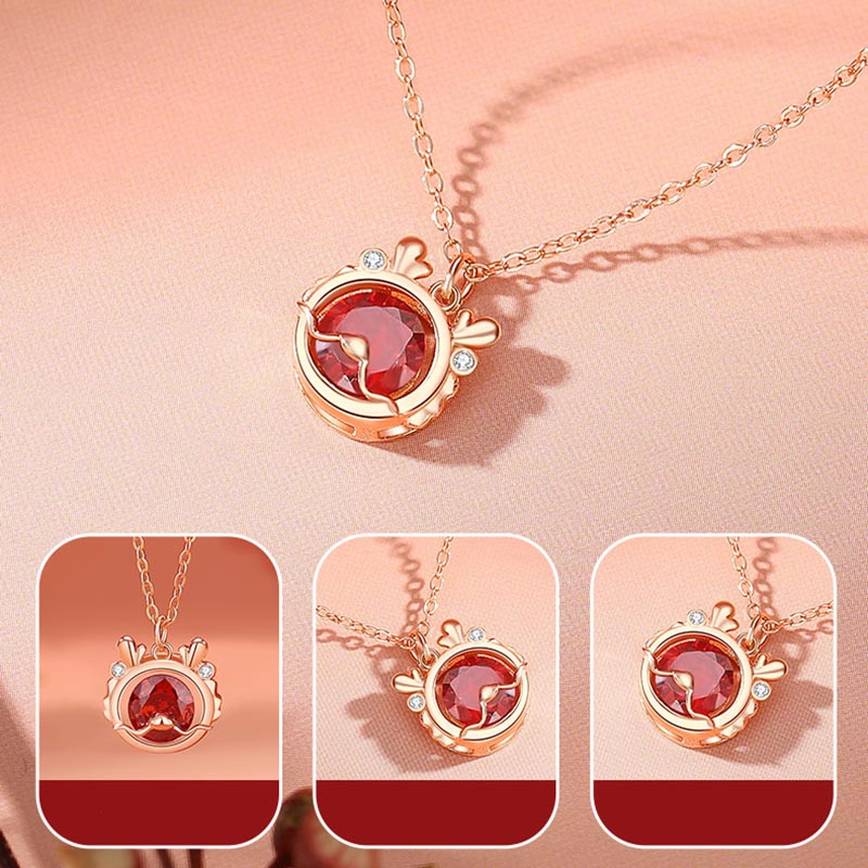 Collier pendentif bracelet boucles d'oreilles bague en argent sterling 925 Buddha Stones Année du Dragon Luck Zircon rouge (30 % de réduction supplémentaire | UTILISEZ LE CODE : FS30)