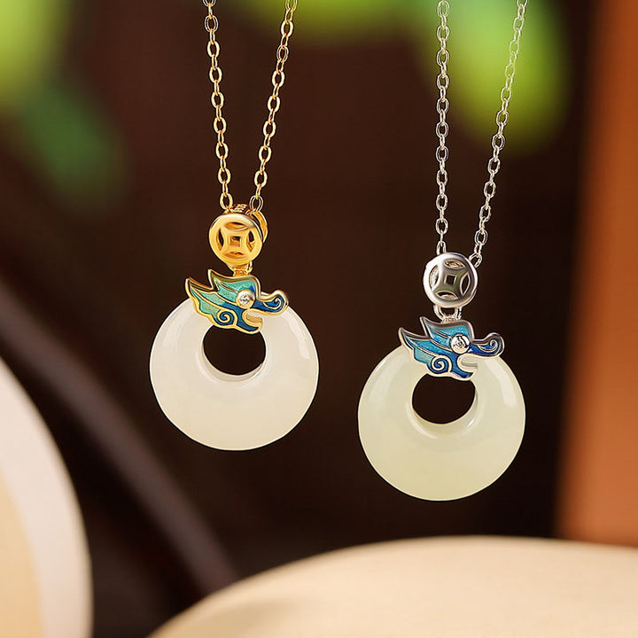 Buddha Stones en argent sterling 925 plaqué or avec boucle de paix en jade Hetian Année du Dragon Pièce de cuivre Abondance - image 0