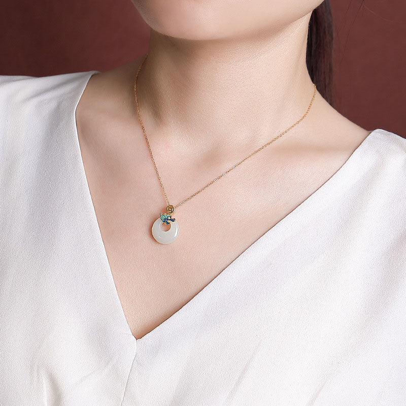 Buddha Stones en argent sterling 925 plaqué or avec boucle de paix en jade Hetian Année du Dragon Pièce de cuivre Abondance - image 4