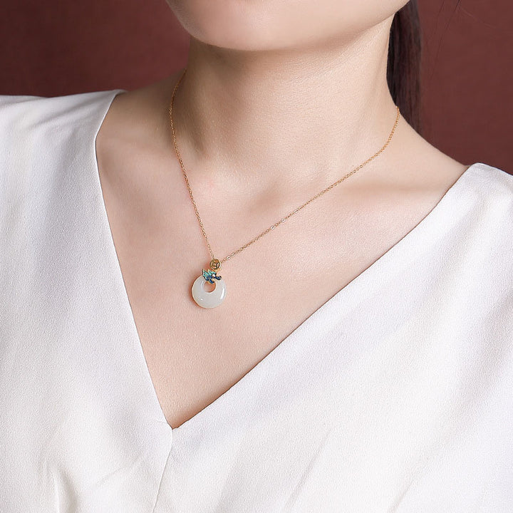 Buddha Stones en argent sterling 925 plaqué or avec boucle de paix en jade Hetian Année du Dragon Pièce de cuivre Abondance - image 4