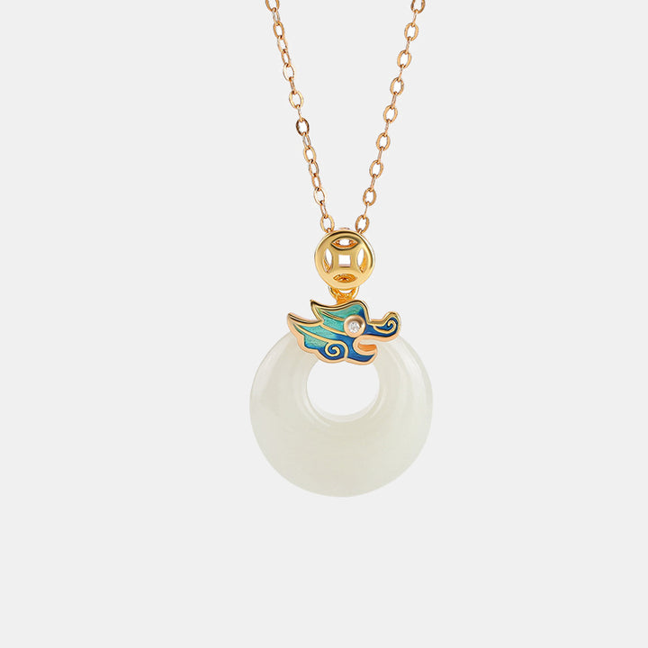 Buddha Stones en argent sterling 925 plaqué or avec boucle de paix en jade Hetian Année du Dragon Pièce de cuivre Abondance - image 5