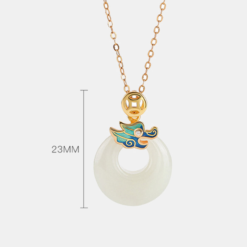 Buddha Stones en argent sterling 925 plaqué or avec boucle de paix en jade Hetian Année du Dragon Pièce de cuivre Abondance - image 6