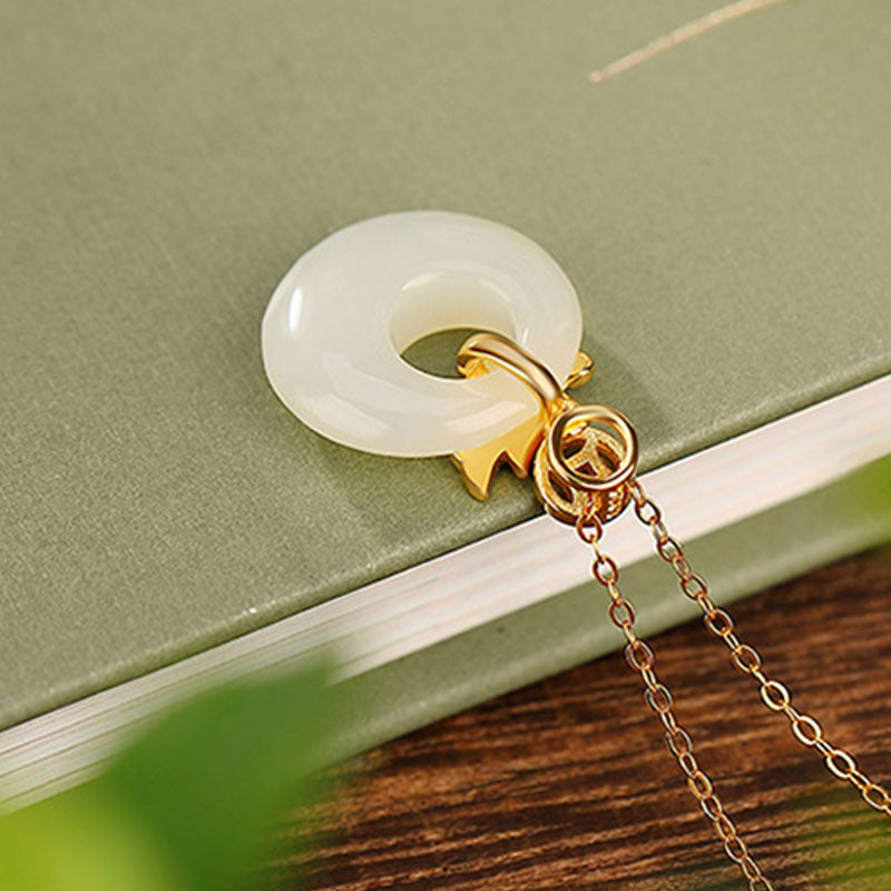 Buddha Stones en argent sterling 925 plaqué or avec boucle de paix en jade Hetian Année du Dragon Pièce de cuivre Abondance - image 3