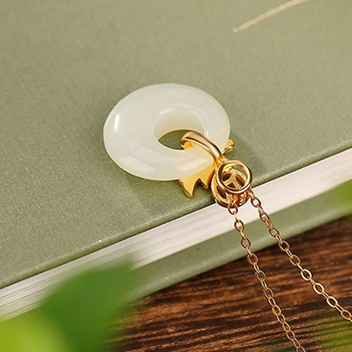 Buddha Stones en argent sterling 925 plaqué or avec boucle de paix en jade Hetian Année du Dragon Pièce de cuivre Abondance - image 3