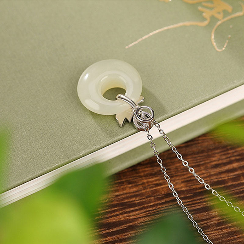 Buddha Stones en argent sterling 925 plaqué or avec boucle de paix en jade Hetian Année du Dragon Pièce de cuivre Abondance