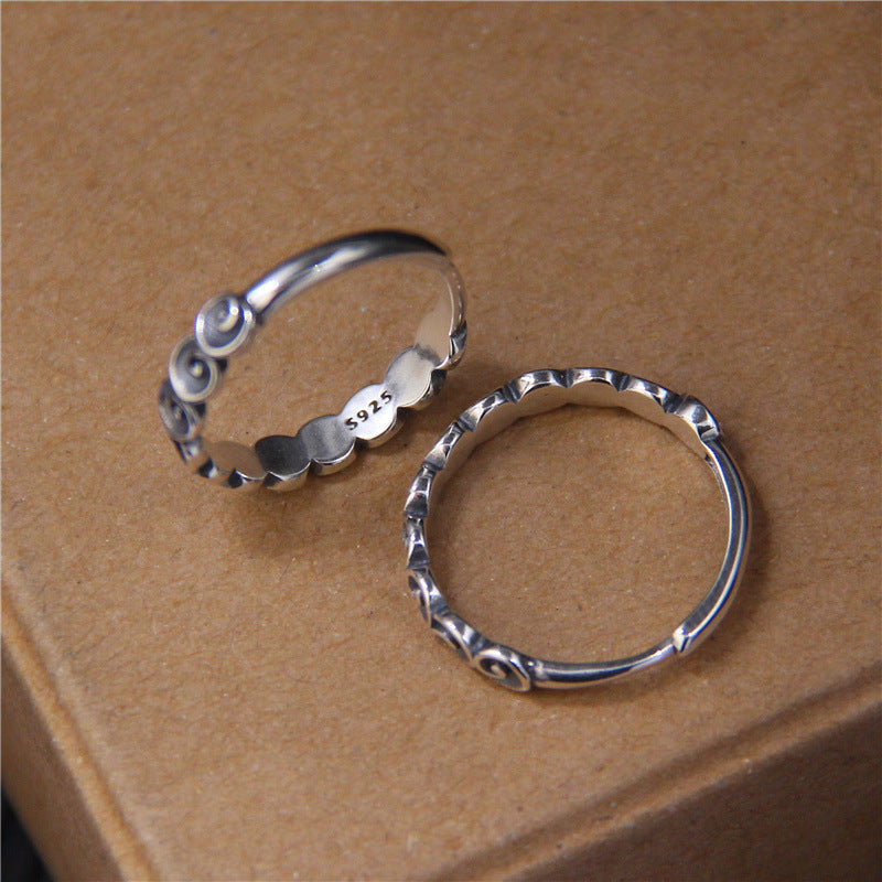 Bague gravée de nuages de bon augure en argent sterling 925 Buddha Stones
