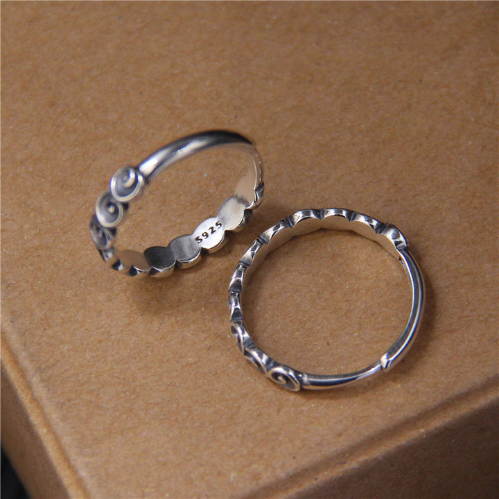 Bague gravée de nuages ​​de bon augure en argent sterling 925 Buddha Stones - image 4