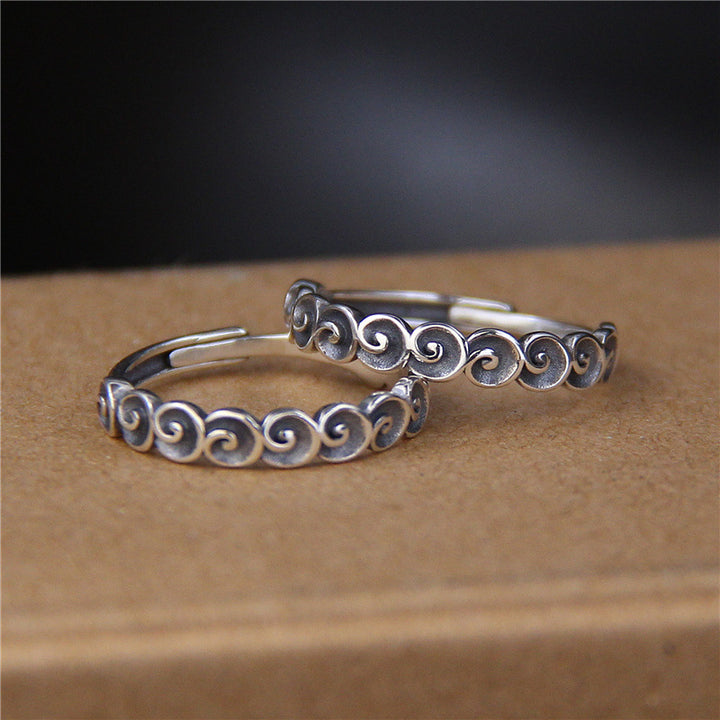 Bague gravée de nuages de bon augure en argent sterling 925 Buddha Stones
