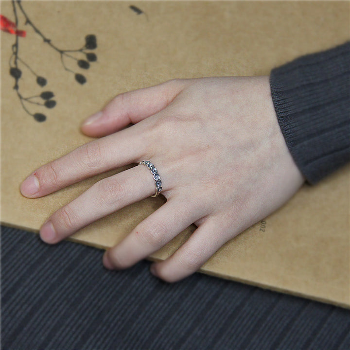 Bague gravée de nuages ​​de bon augure en argent sterling 925 Buddha Stones - image 5