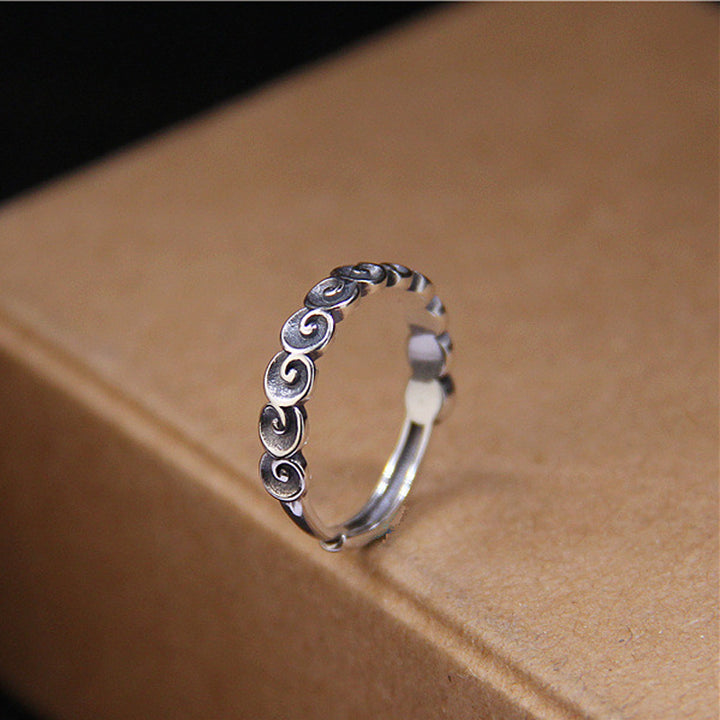 Bague gravée de nuages de bon augure en argent sterling 925 Buddha Stones