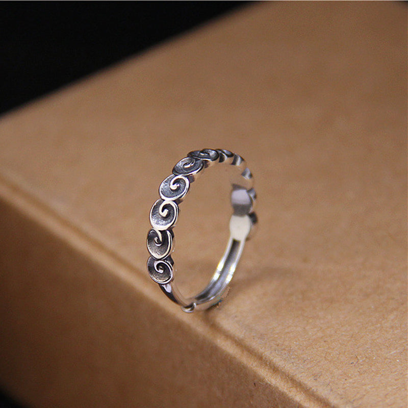 Bague gravée de nuages ​​de bon augure en argent sterling 925 Buddha Stones - image 3