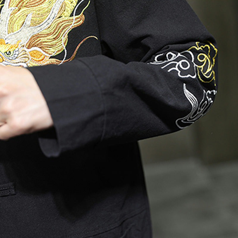 Veste de costume chinois Tang brodée avec Buddha Stones et dragon pour homme - image 6