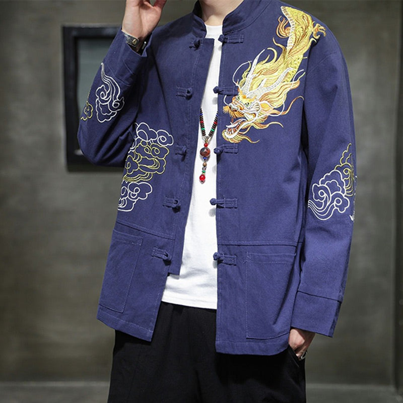Veste de costume chinois Tang brodée avec Buddha Stones et dragon pour homme - image 22