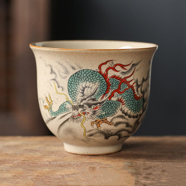 Tasse à thé en céramique Buddha Stones 12 signes du zodiaque chinois Tasse à thé Kung Fu 130 ml