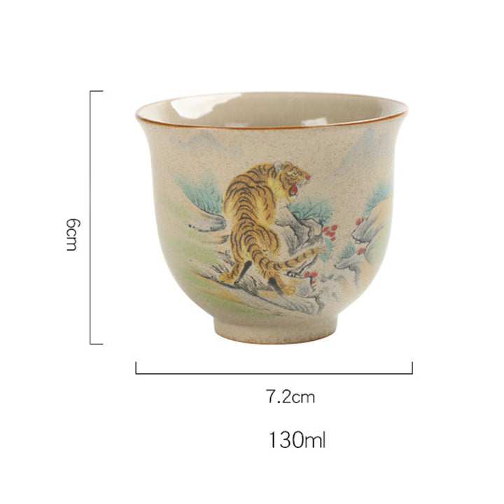 Tasse à thé en céramique Buddha Stones 12 signes du zodiaque chinois Tasse à thé Kung Fu 130 ml