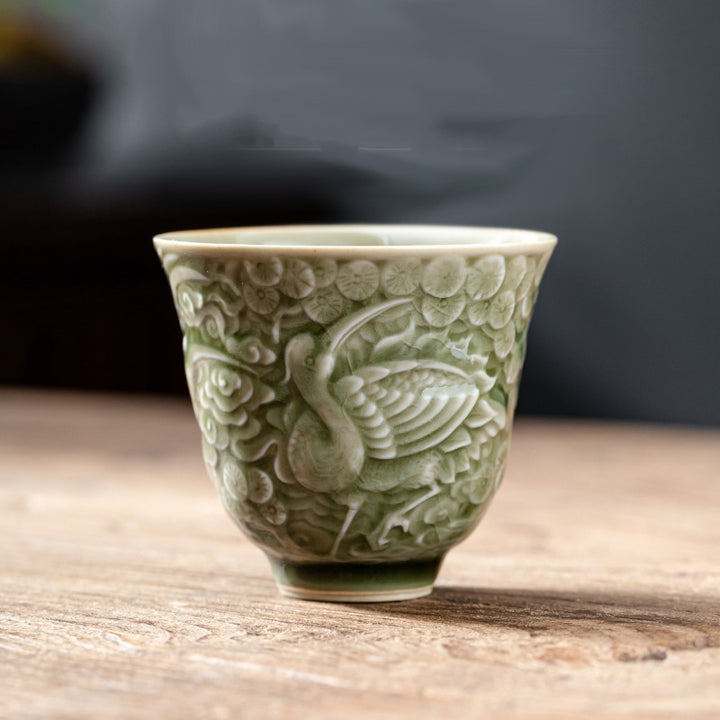 Tasse à thé en céramique Buddha Stones Crane Pine Tasse à thé Kung Fu 80 ml