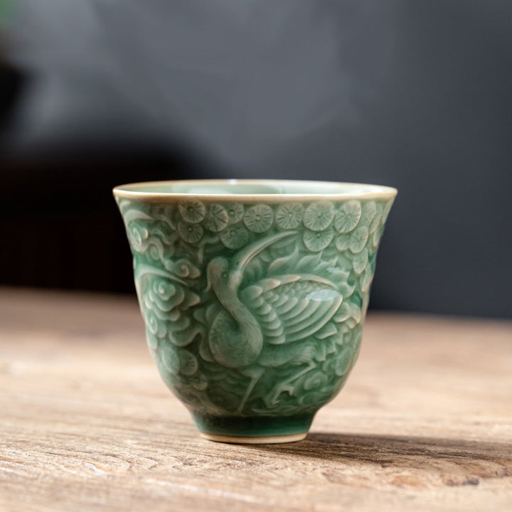 Tasse à thé en céramique Buddha Stones Crane Pine Tasse à thé Kung Fu 80 ml