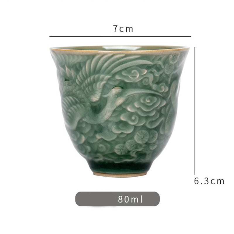 Tasse à thé en céramique Buddha Stones Crane Pine Tasse à thé Kung Fu 80 ml