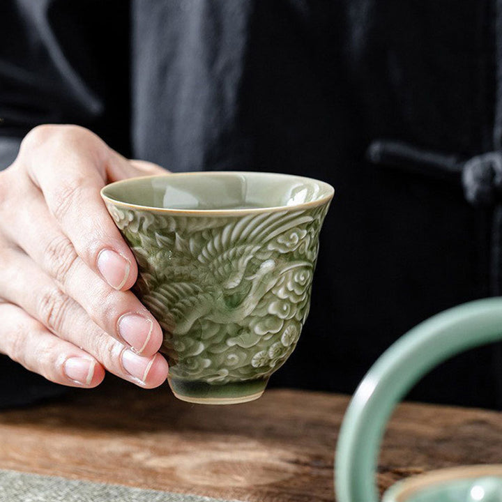 Tasse à thé en céramique Buddha Stones Crane Pine Tasse à thé Kung Fu 80 ml