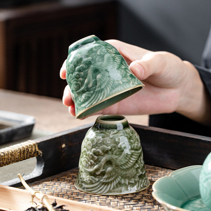 Tasse à thé en céramique Buddha Stones Crane Pine Tasse à thé Kung Fu 80 ml