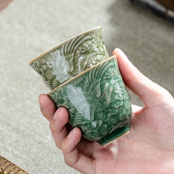 Tasse à thé en céramique Buddha Stones Crane Pine Tasse à thé Kung Fu 80 ml
