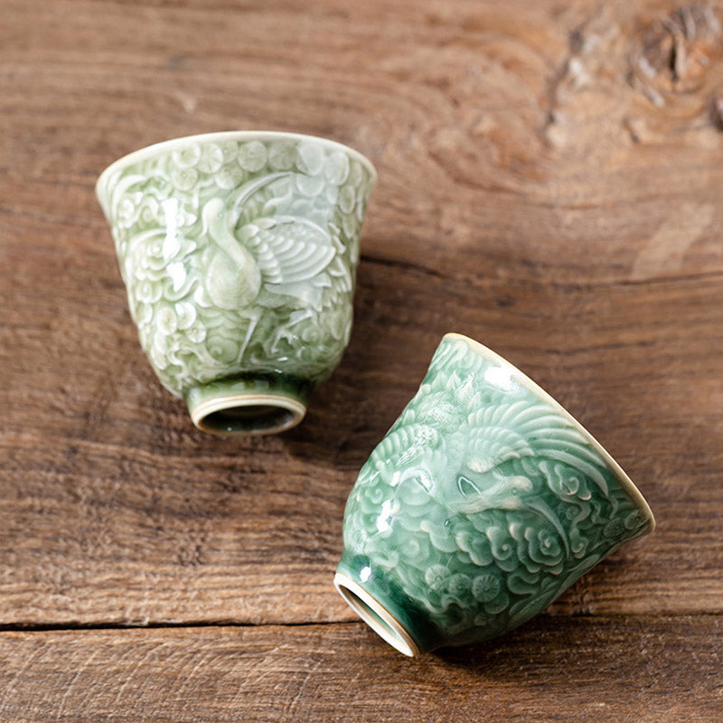 Tasse à thé en céramique Buddha Stones Crane Pine Tasse à thé Kung Fu 80 ml