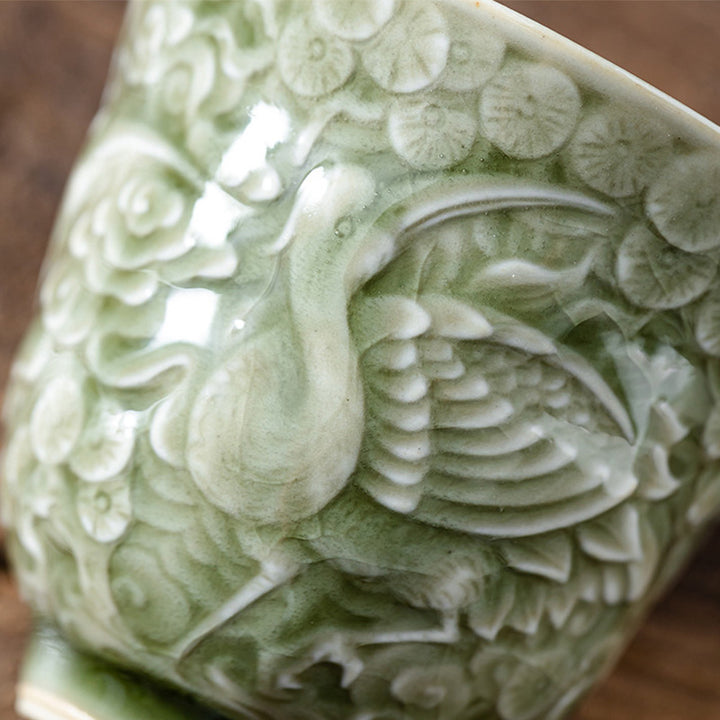 Tasse à thé en céramique Buddha Stones Crane Pine Tasse à thé Kung Fu 80 ml