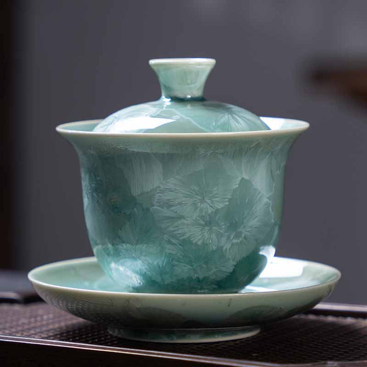 Tasse à thé traditionnelle en céramique émaillée Buddha Stones Gaiwan Sancai Tasse à thé Kung Fu et soucoupe avec couvercle 180 ml