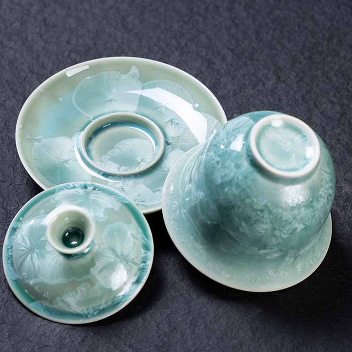 Tasse à thé traditionnelle en céramique émaillée Buddha Stones Gaiwan Sancai Tasse à thé Kung Fu et soucoupe avec couvercle 180 ml