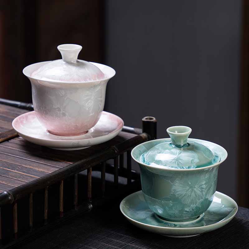 Tasse à thé traditionnelle en céramique émaillée Buddha Stones Gaiwan Sancai Tasse à thé Kung Fu et soucoupe avec couvercle 180 ml
