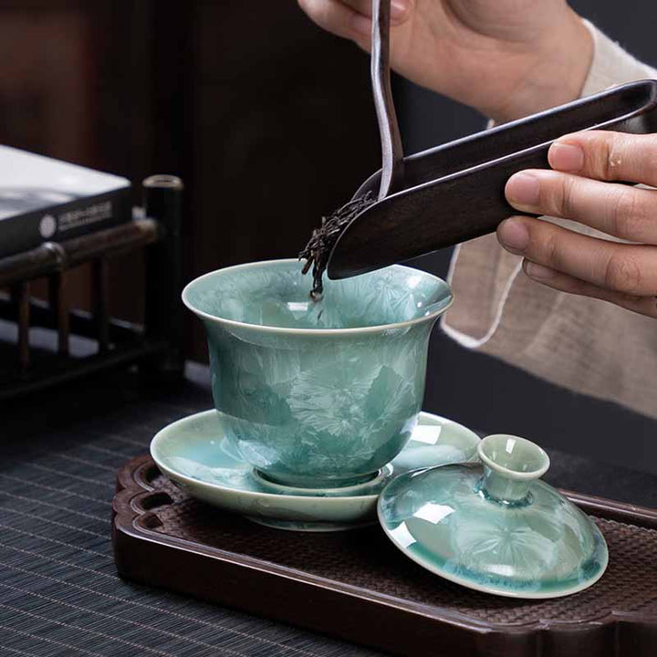 Tasse à thé traditionnelle en céramique émaillée Buddha Stones Gaiwan Sancai Tasse à thé Kung Fu et soucoupe avec couvercle 180 ml