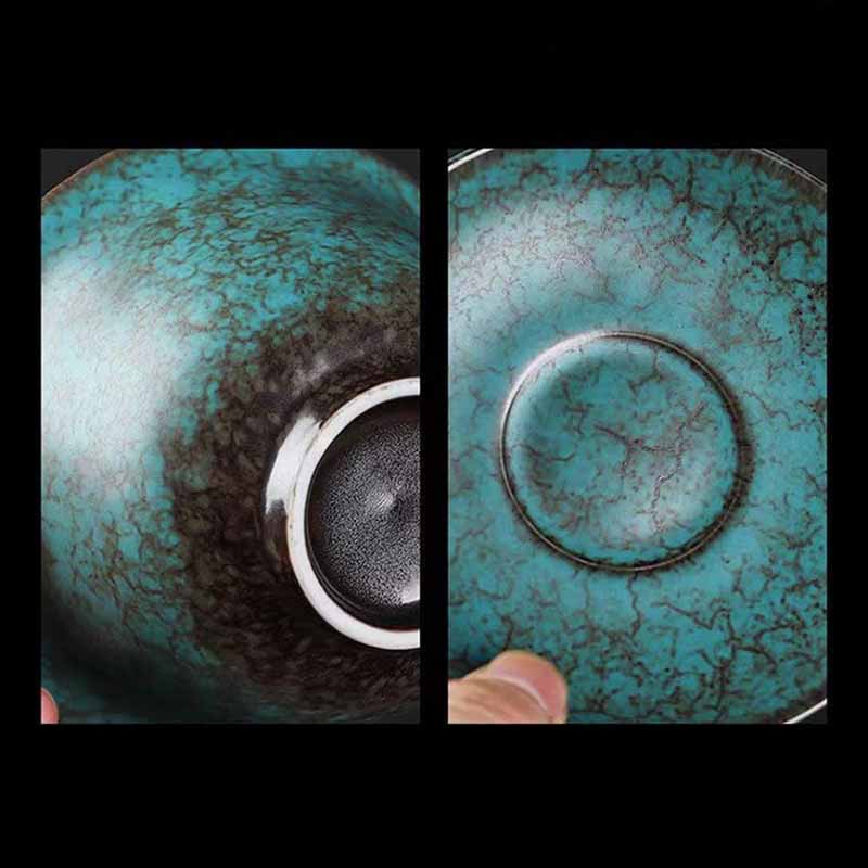 Buddha Stones Traditionnel Pin Vert Céramique Gaiwan Sancai Tasse à Thé Kung Fu Tasse à Thé Et Soucoupe Avec Couvercle
