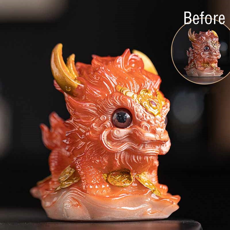 Buddha Stones changeantes de couleur, petite figurine en résine Kirin pour décoration de maison - Changement de couleur - Orange Kirin 12*8*11,5 cm - image 1