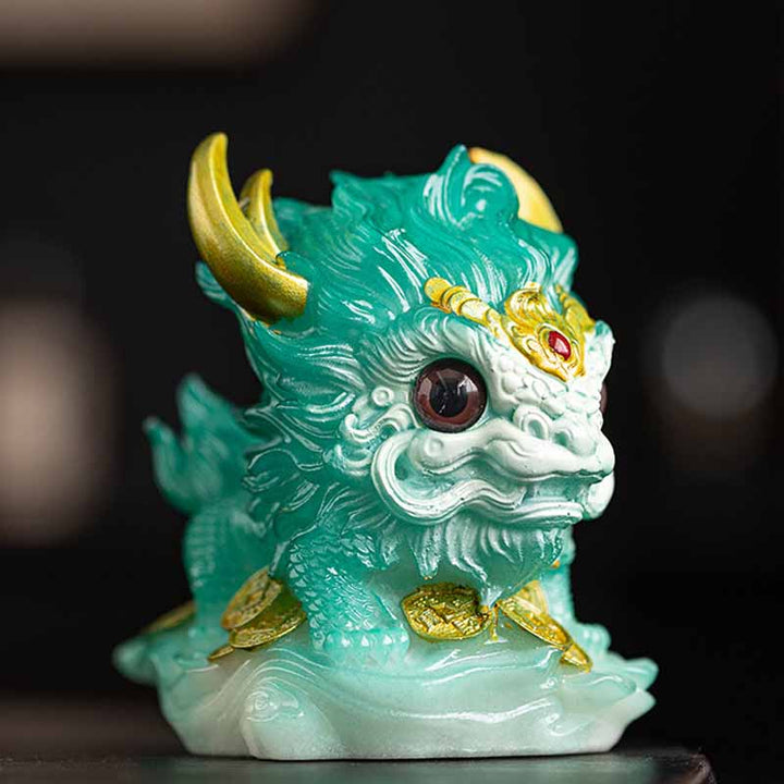 Buddha Stones changeantes de couleur, petite figurine en résine Kirin pour décoration de maison - Aucun changement de couleur - Cyan Kirin 12*8*11,5 cm - image 26