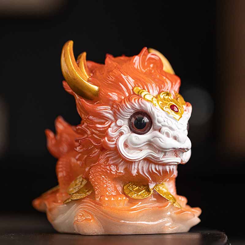 Buddha Stones changeantes de couleur, petite figurine en résine Kirin pour décoration de maison - Aucun changement de couleur - Orange Kirin 12*8*11,5 cm - image 21