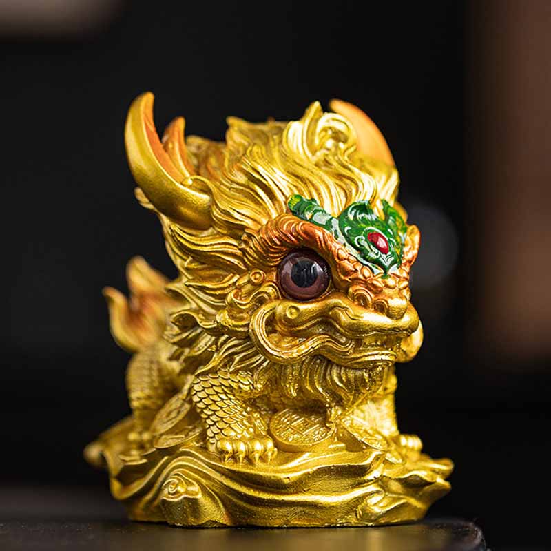 Buddha Stones changeantes de couleur, petite figurine en résine Kirin pour décoration de maison - Aucun changement de couleur - Kirin en or 12*8*11,5 cm - image 24
