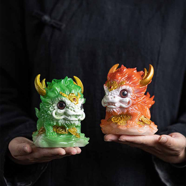 Buddha Stones changeantes de couleur, petite figurine en résine Kirin pour décoration de maison - image 19