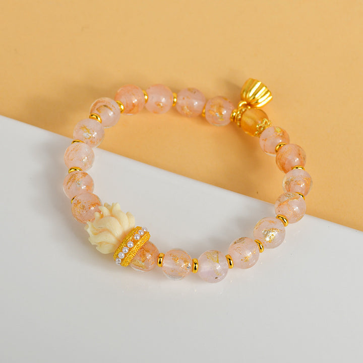 Bracelet porte-bonheur en perles de verre Liuli , Buddha Stones, encens tibétain, renard à neuf queues, lotus