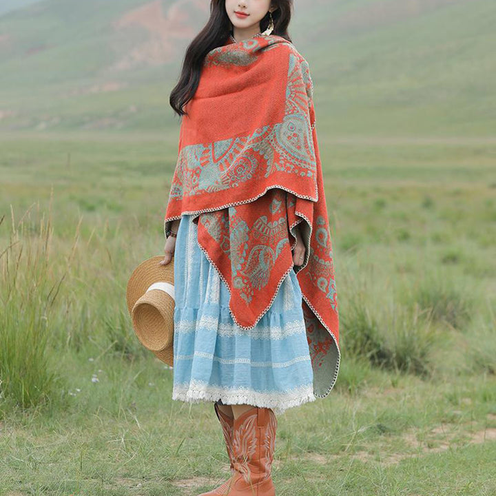 Châle tibétain en Buddha Stones, motif simple, écharpe de voyage confortable pour l'hiver - image 10