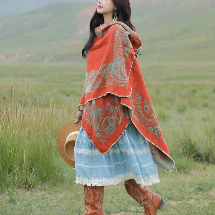 Châle tibétain en Buddha Stones, motif simple, écharpe de voyage confortable pour l'hiver - image 6