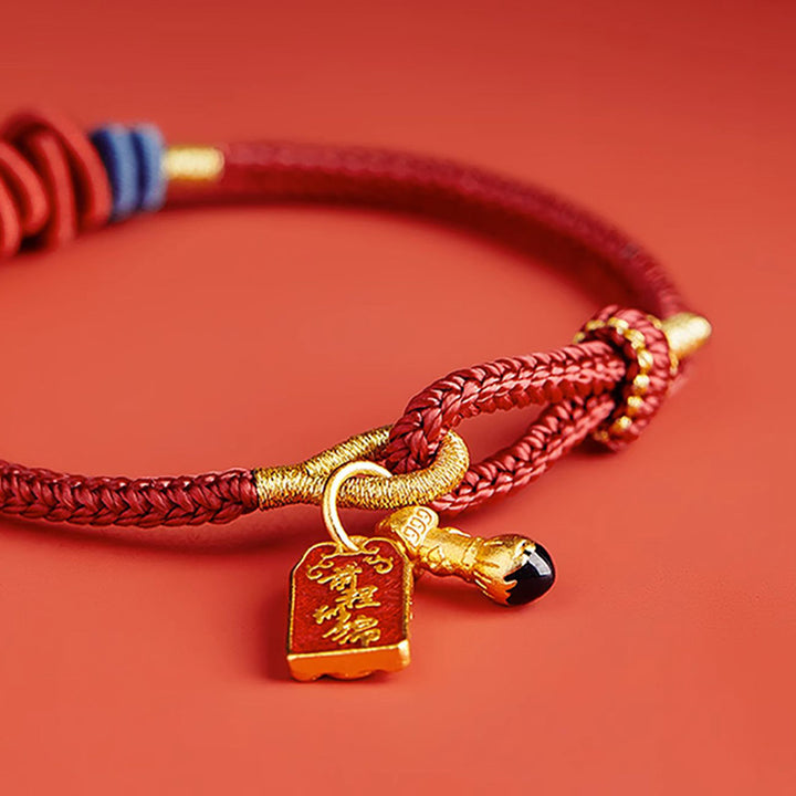 Bracelet tressé en argent sterling 925 avec breloque poisson Koi et Buddha Stones