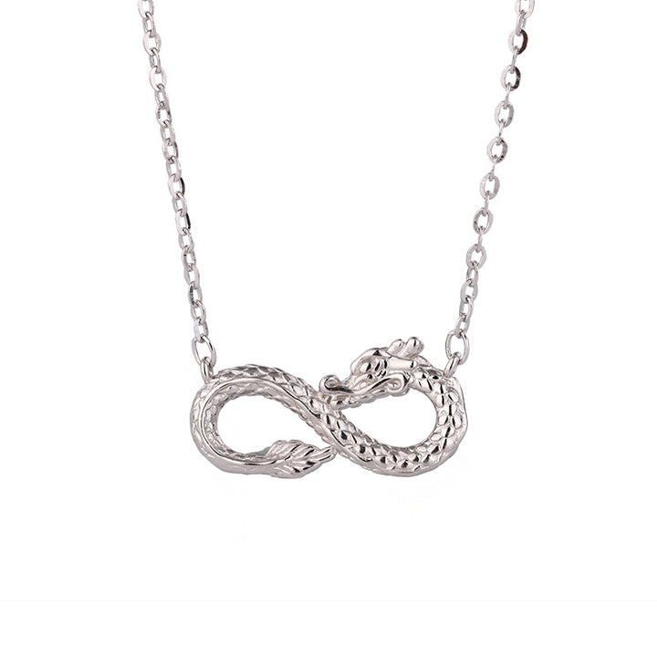 Collier pendentif en argent sterling 999 avec nœud sans fin de l'année du dragon et Buddha Stones