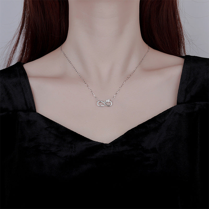 Collier pendentif en argent sterling 999 avec nœud sans fin de l'année du dragon et Buddha Stones