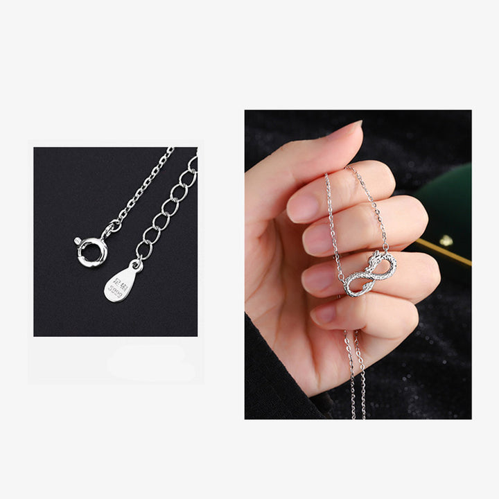 Collier pendentif en argent sterling 999 avec nœud sans fin de l'année du dragon et Buddha Stones