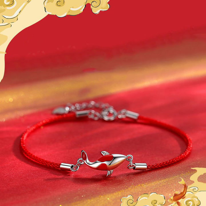 Bracelet couple chaîne tressée porte-bonheur Buddha Stones Buddha Fish