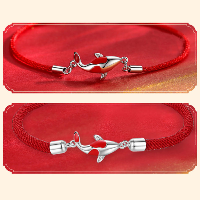 Bracelet couple chaîne tressée porte-bonheur Buddha Stones Buddha Fish