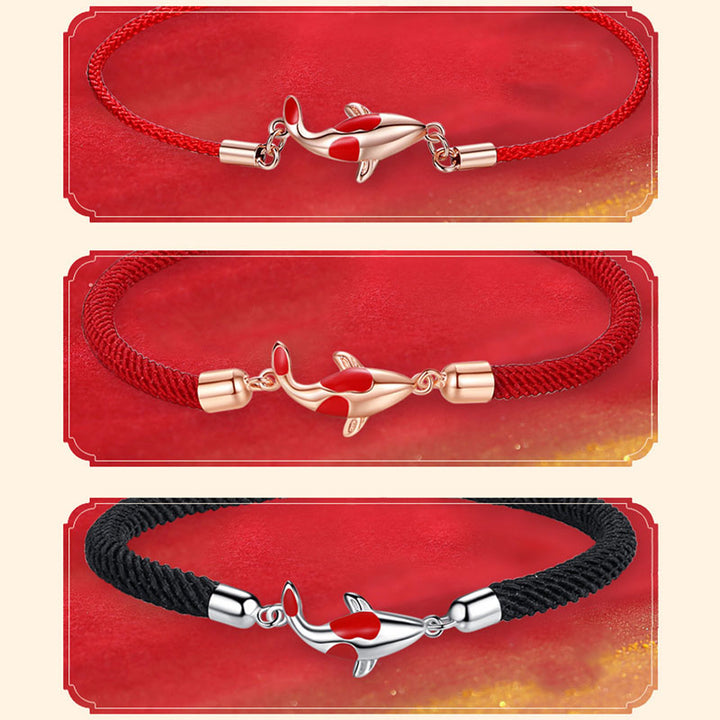 Bracelet couple chaîne tressée porte-bonheur Buddha Stones Buddha Fish