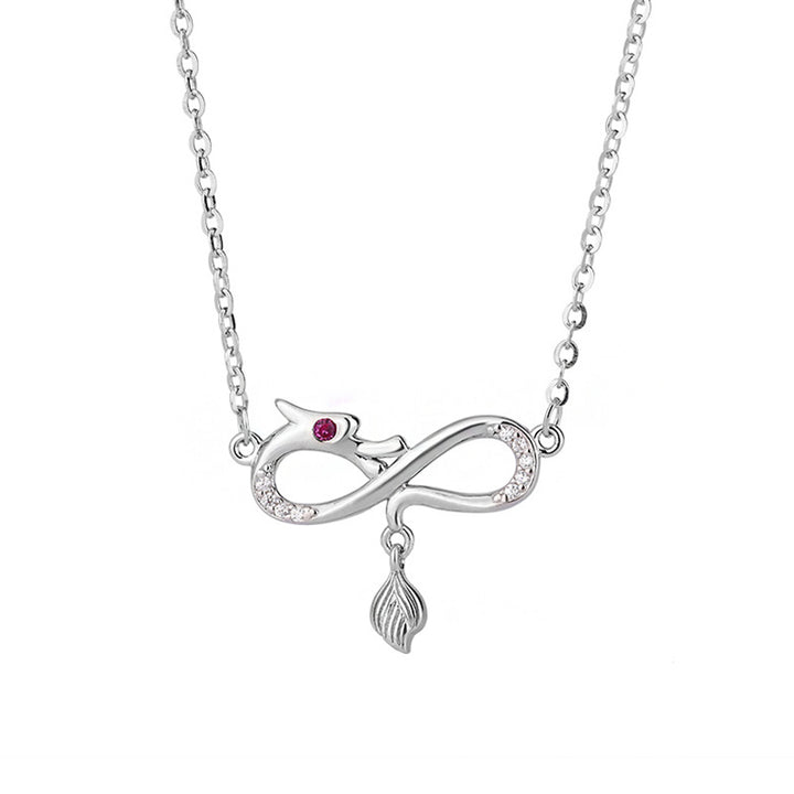 Collier pendentif de protection en argent sterling 999 avec pendentif en forme de queue de nœud sans fin de l'année du dragon Buddha Stones