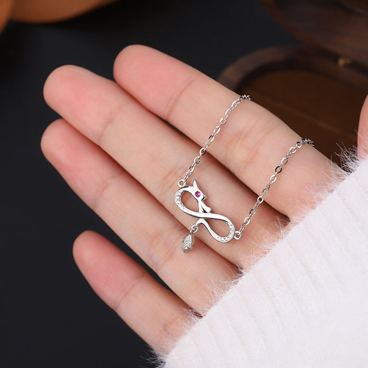 Collier pendentif de protection en argent sterling 999 avec pendentif en forme de queue de nœud sans fin de l'année du dragon Buddha Stones