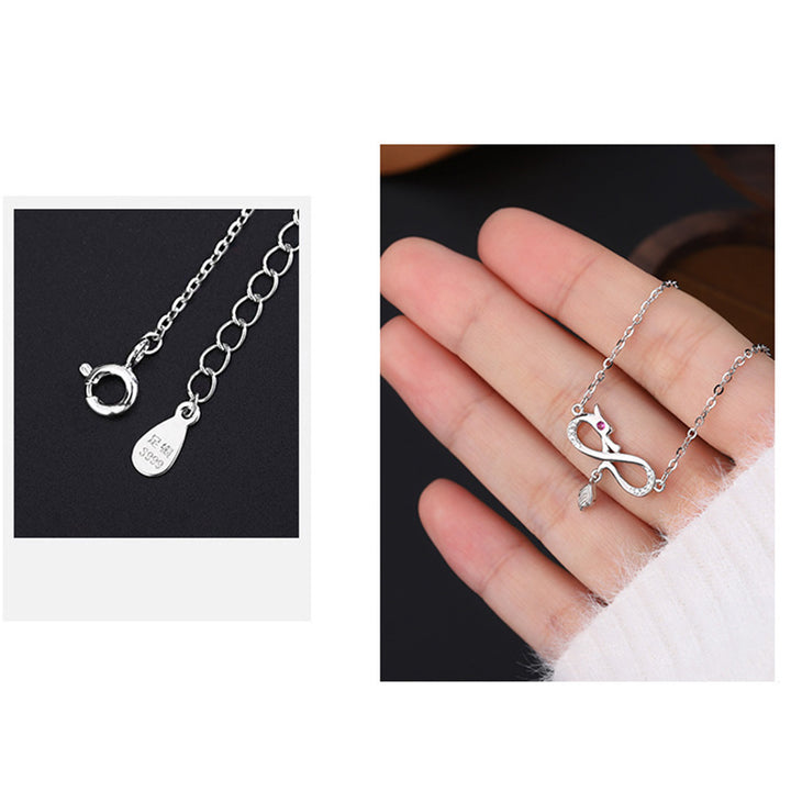 Collier pendentif de protection en argent sterling 999 avec pendentif en forme de queue de nœud sans fin de l'année du dragon Buddha Stones